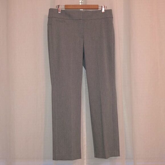 LOFT 12P Julie Straight Gray White Mini Plaid Dress Slacks Trousers - Picture 2 of 16